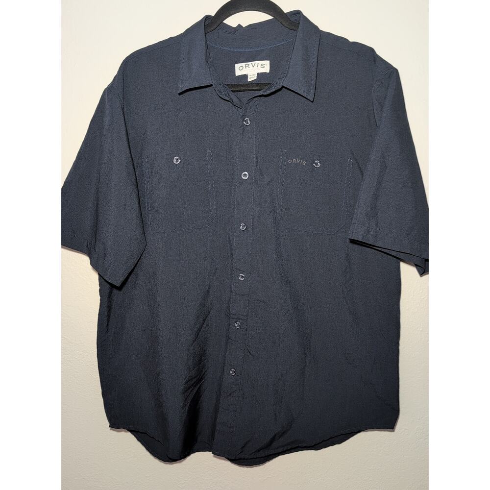 Mens Orvis Quick Dry Fishing Hiking Work UPF 40 Button Short Sleeve Pockets XL